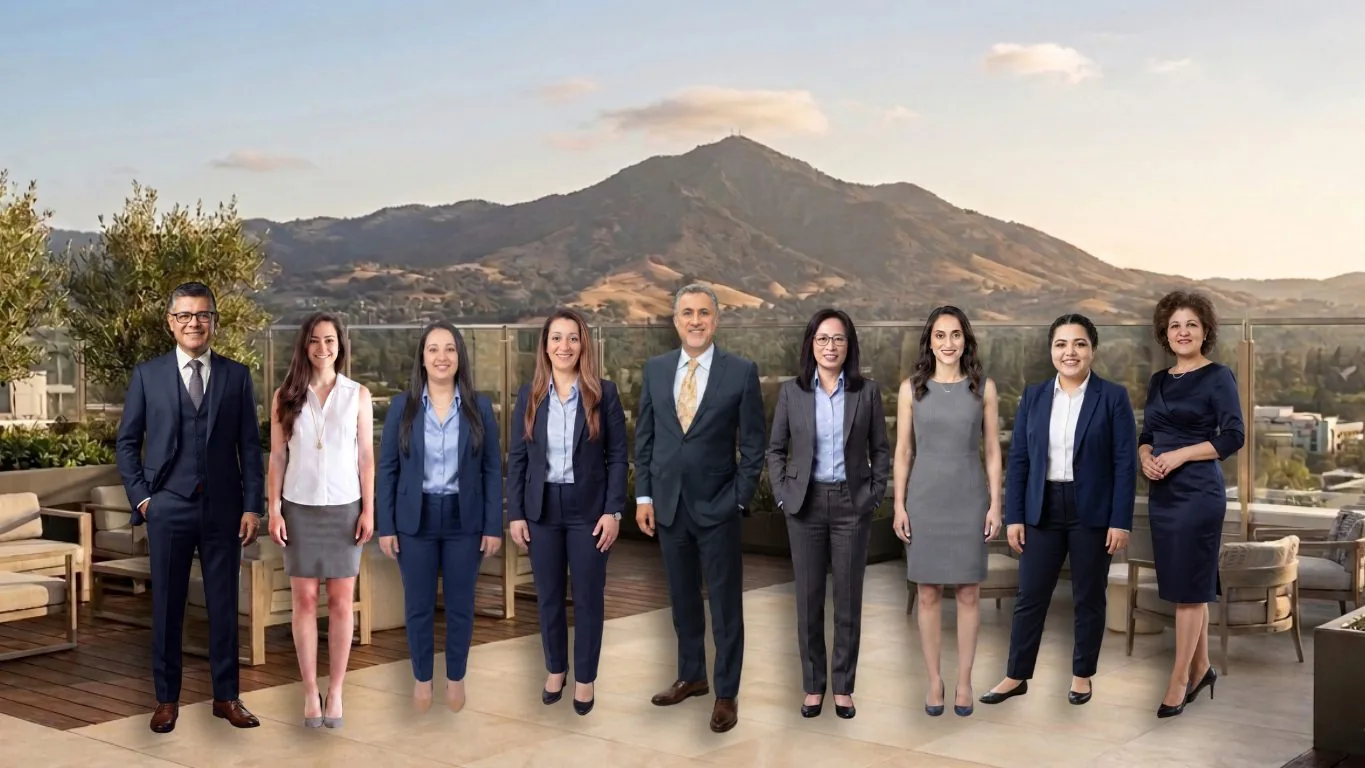 The Walnut Creek Dental team on the office rooftop overlooking Mt. Diablo